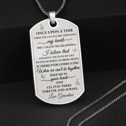 To My Granddaughter Love You Forever Flower Necklace,Personalized Custom Dog Tag Necklace,Gift For Granddaughters de340c1b-f9f8-440a-98c8-68861a2a3769-GDT389_DTNECK5.jpg