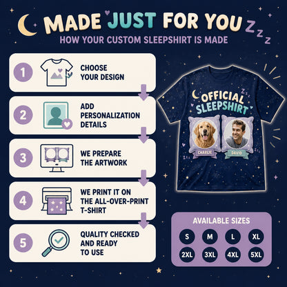 Official Sleepshirt — Pet + Owner Photo AOP Tee - How to customize