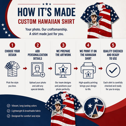 Custom Soldier Photo Patriotic Hawaiian Shirt - How it is made