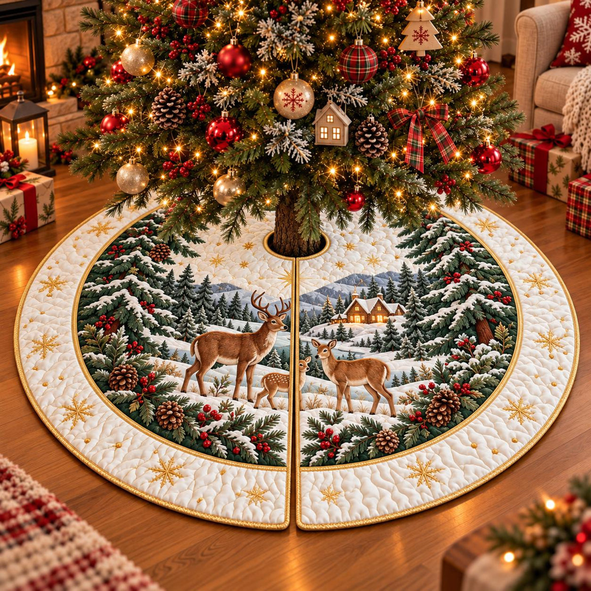 Winter Deer Family Christmas Tree Skirt, Rustic Holiday Decor dea22098-028f-434e-81a8-2ed115abfd93-2.jpg