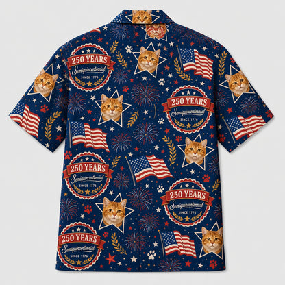 USA 250 Cat Celebration Hawaiian Shirt - Back view