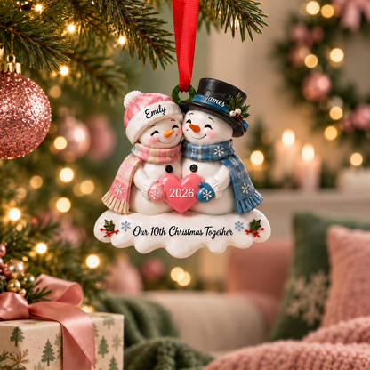 Christmas Snowman Ornament, Personalized 10th Christmas Together, Flat Acrylic Tree Ornament, Anniversary Gift For Couple, Hims, Hers ded801be-56d8-4d40-bf80-b344e47ffc10-miu1.png