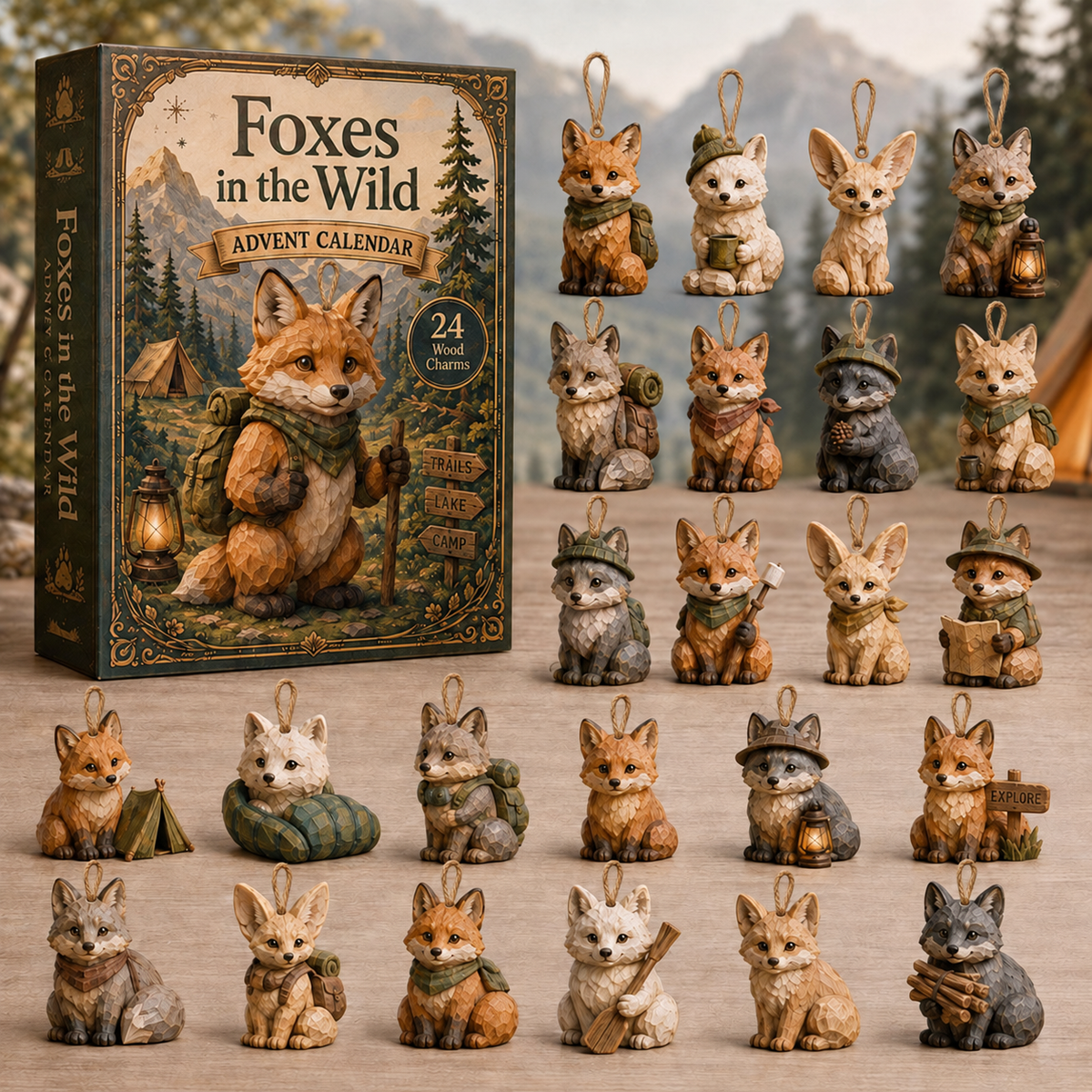 Wild Fox Adventure Advent Calendar 2026 - 24-Day Festive Countdown, Wooden Charms Blind Box - Gift For Fox Lovers df0acc1e-b2b8-4d4a-9daa-be666178dc36-fox-box-charms.png
