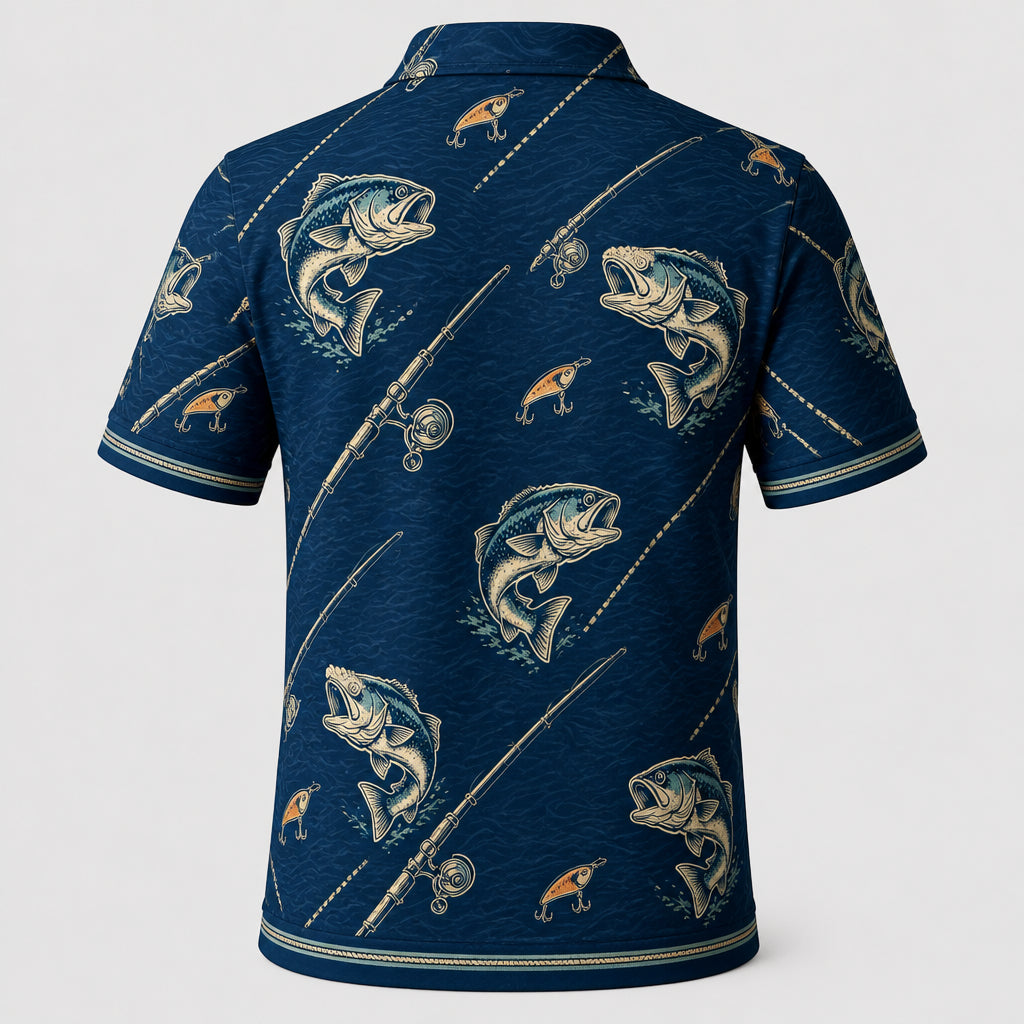 Reel Cool Dad Photo Fishing Polo - Back view