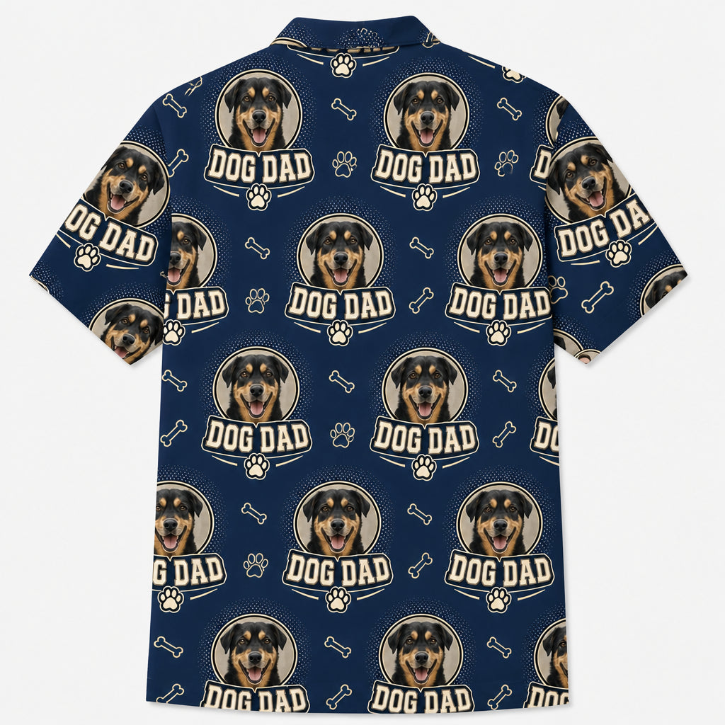 Custom Dog Dad Hawaiian Shirt – Upload Pet Photo - Back view