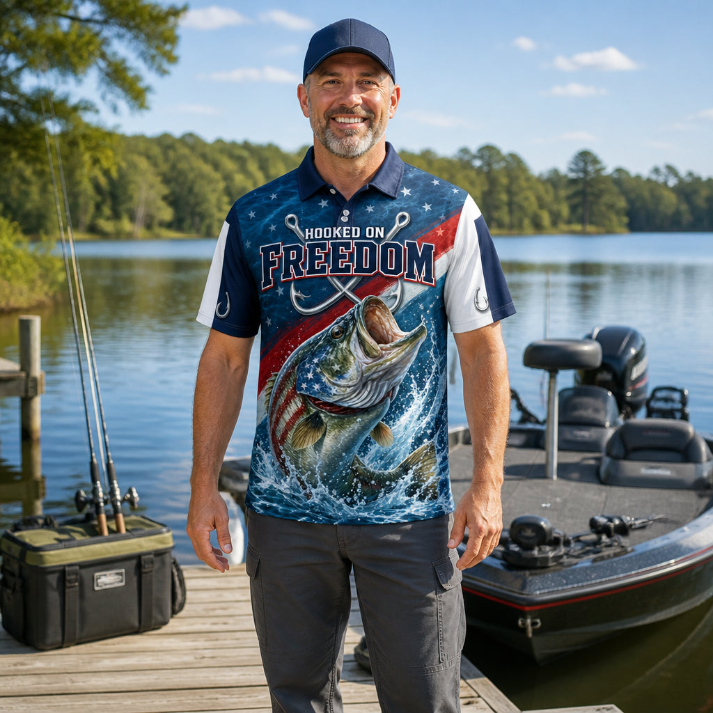 Hooked On Freedom Patriotic Bass AOP Polo - Personalized Polo shirt - All over printed df4ba947-01a7-43d5-a30f-8a7d1ae23a3b.jpg