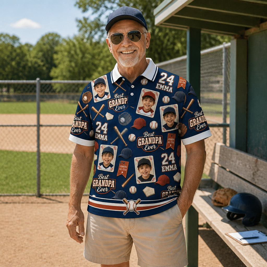Best Grandpa Ever Baseball Polo - Lifestyle 1