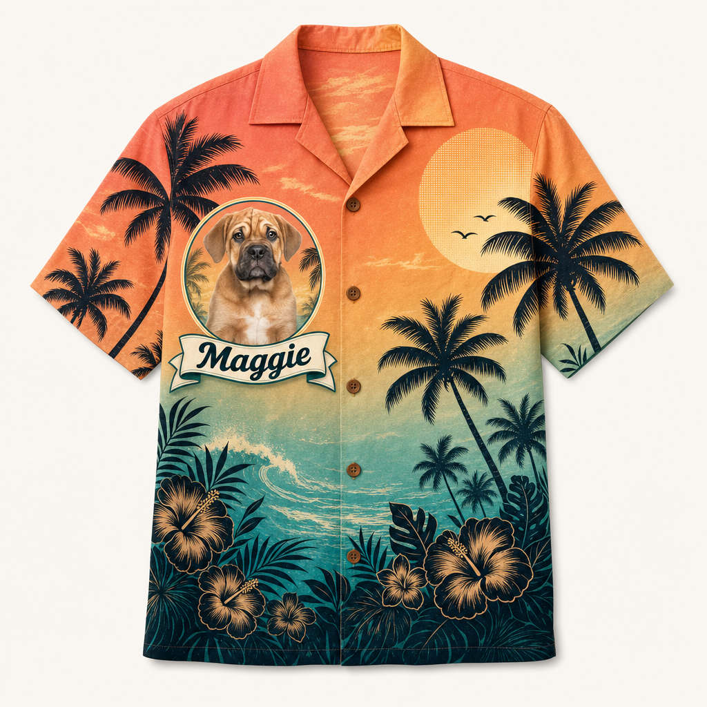Tropical Sunset Pet Photo Hawaiian Shirt - Hero