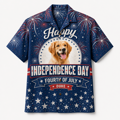 Custom Pet Photo Independence Day Hawaiian Shirt - Hero