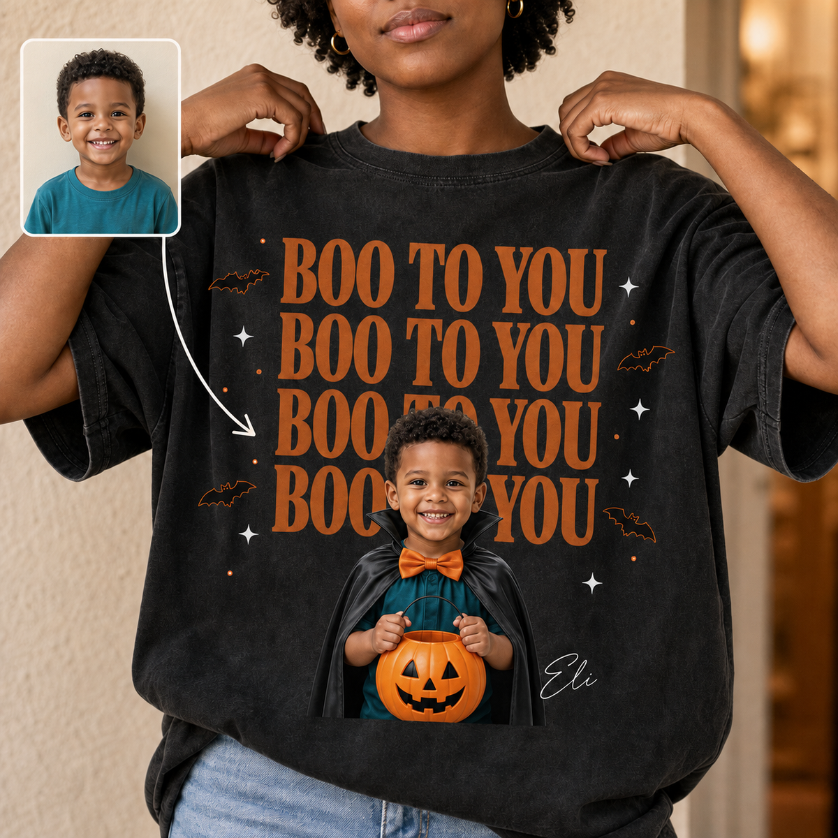 Boo to You – Personalized Photo Comfort Color TShirt – Halloween Gift For Family, Friends