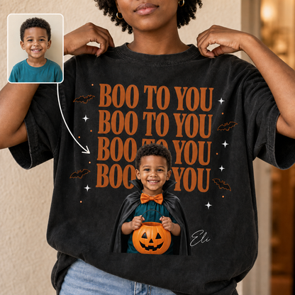 Boo to You – Personalized Photo Comfort Color TShirt – Halloween Gift For Family, Friends