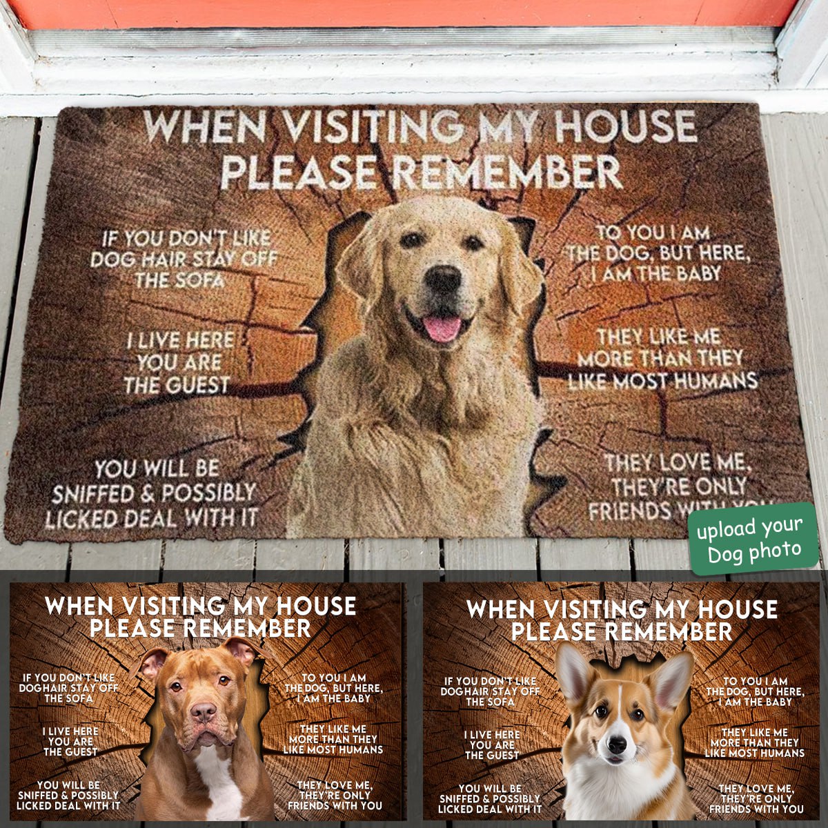 Custom Dog Photo When Visiting My House - Personalized Doormat - Gift For Dog Lovers dogrules.jpg