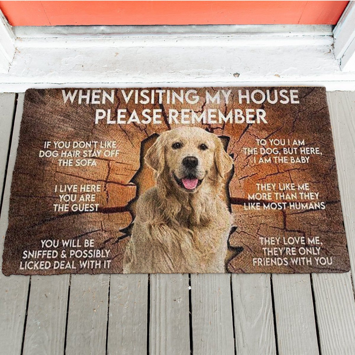 Custom Dog Photo When Visiting My House - Personalized Doormat - Gift For Dog Lovers dogrules1.jpg
