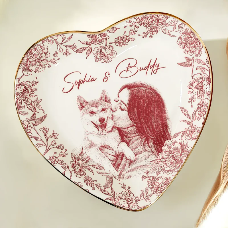 Custom Photo Pencil Sketch Loving Couple Family Pet - Personalized Ring Dish download_14.png