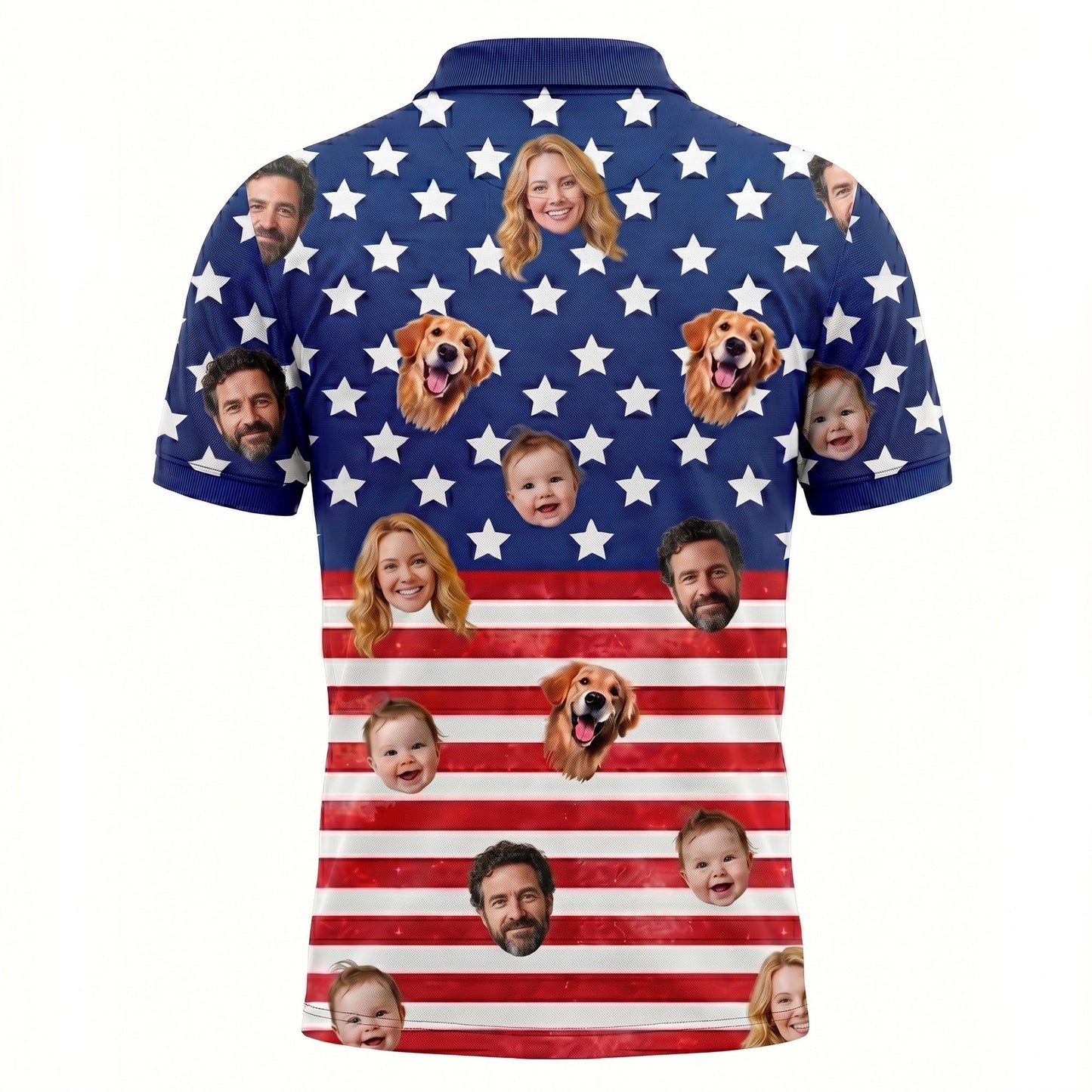 Custom Face American Flag Polo Pickleball Shirt
