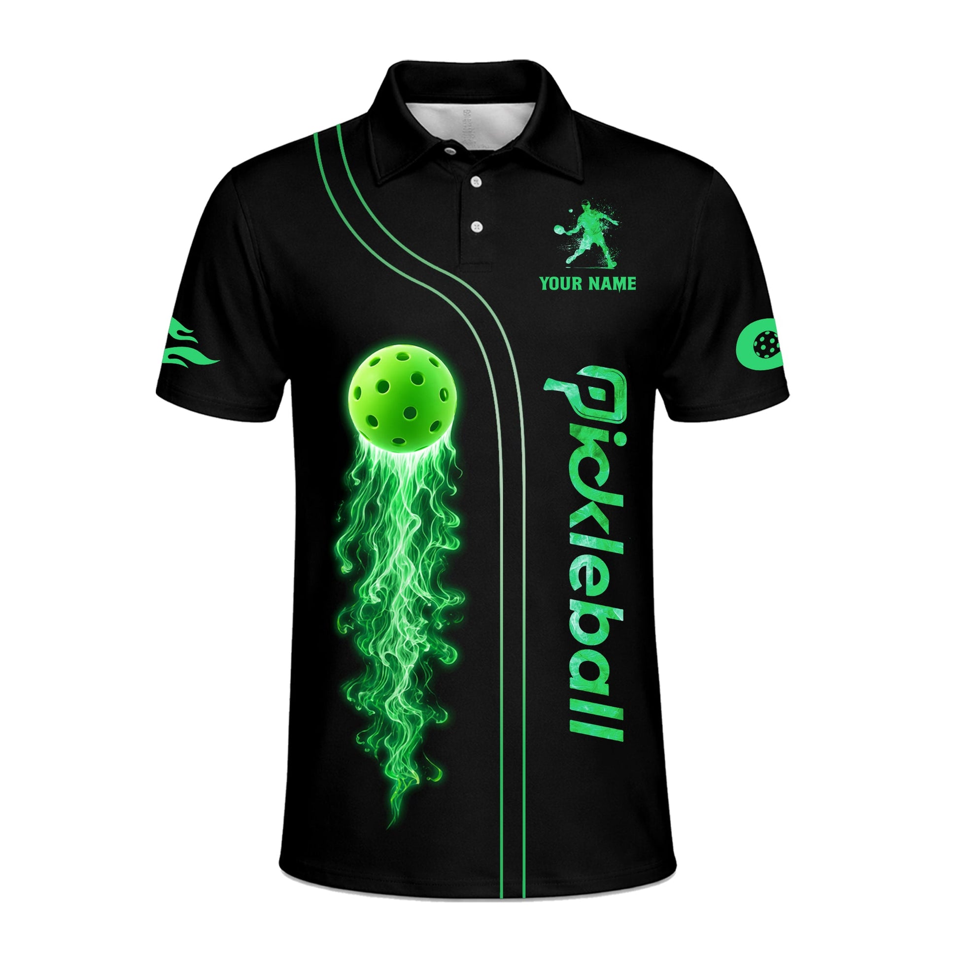 Custom Neon Fire Pickleball Polo