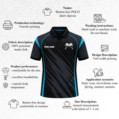 Custom Pickleball Polo Black Blue