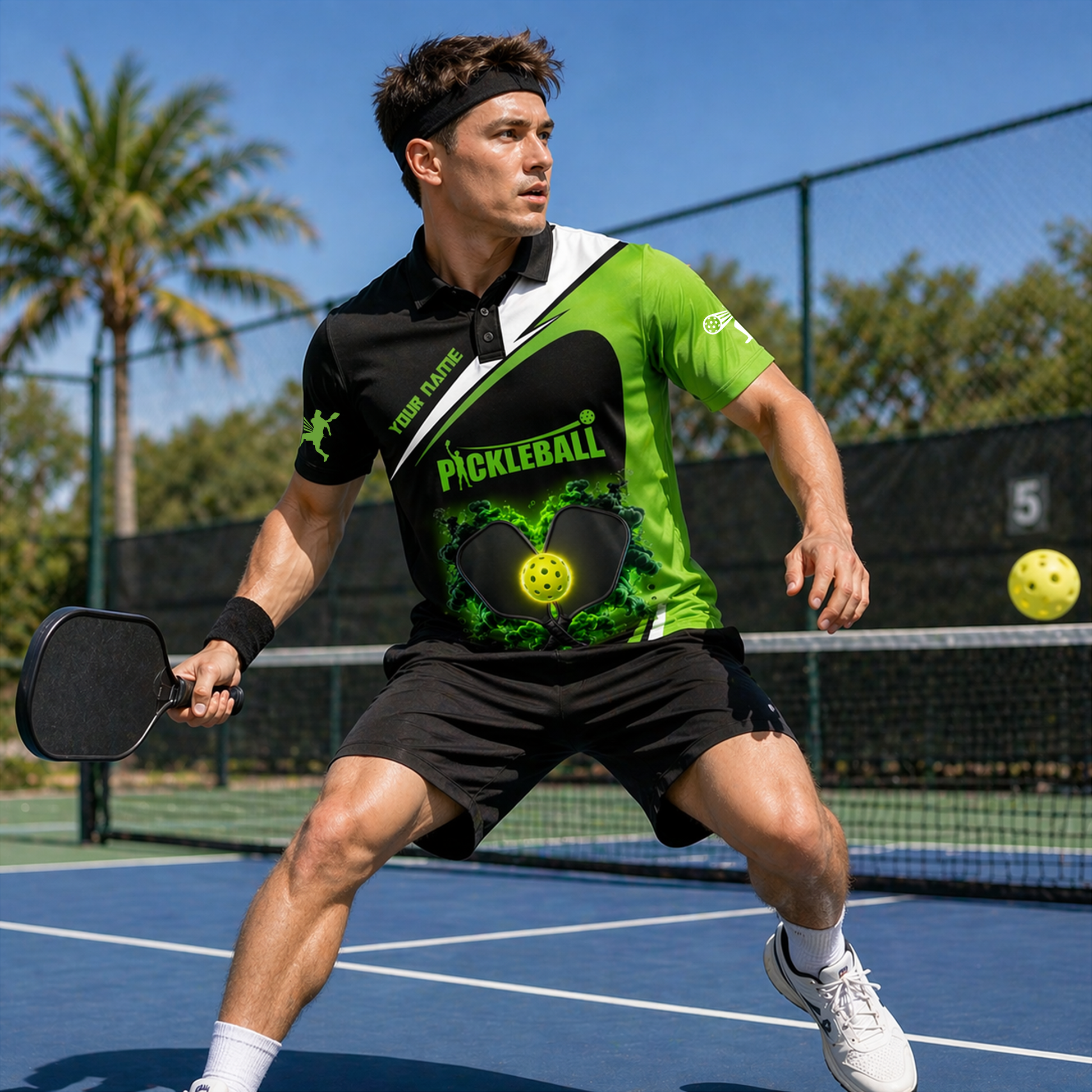 Custom Neon Pickleball Polo Shirt