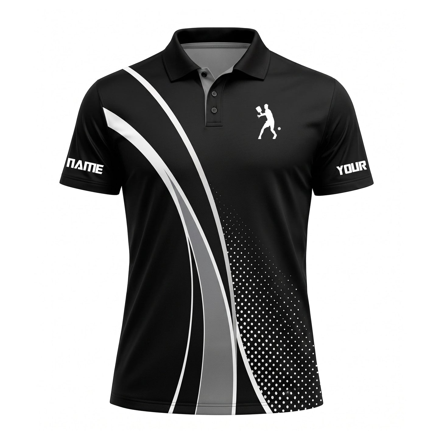 Custom Black Pickleball Polo Shirt