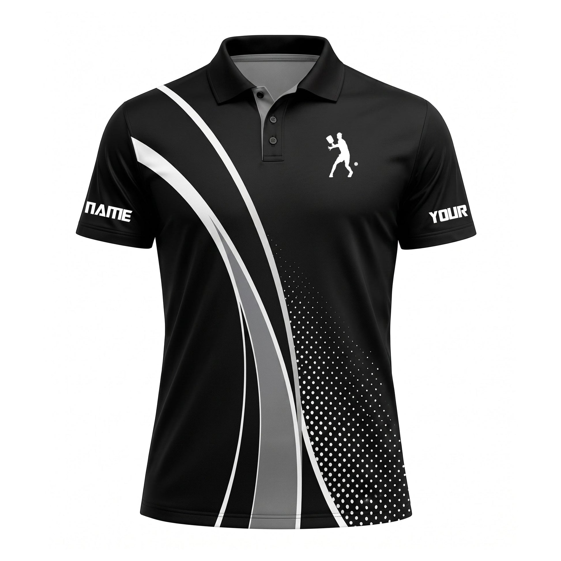Custom Black Pickleball Polo Shirt
