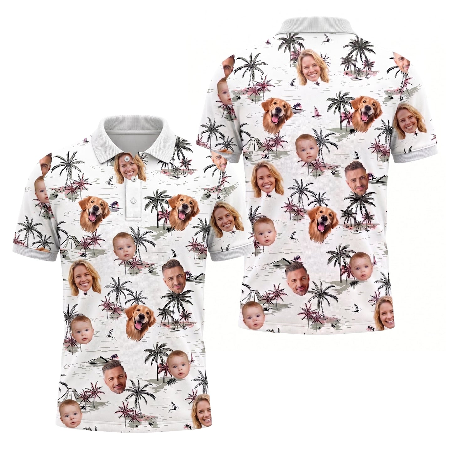 Custom Face Tropical Polo Pickleball Shirt