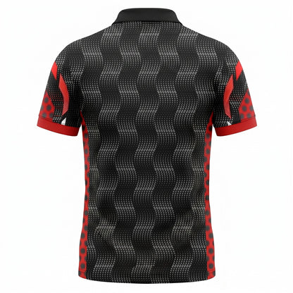 Custom Black Red Pickleball Polo Shirt