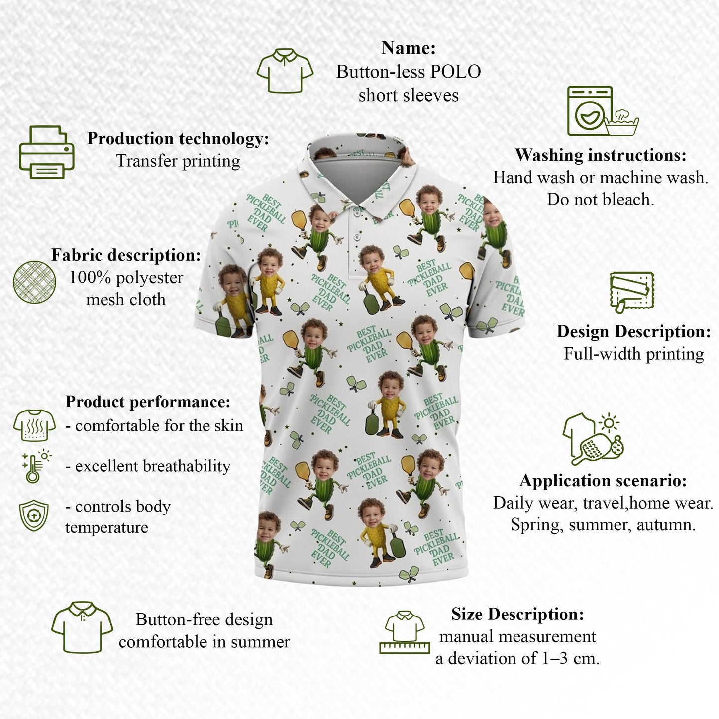 Custom Face Pickleball Dad Polo Shirt
