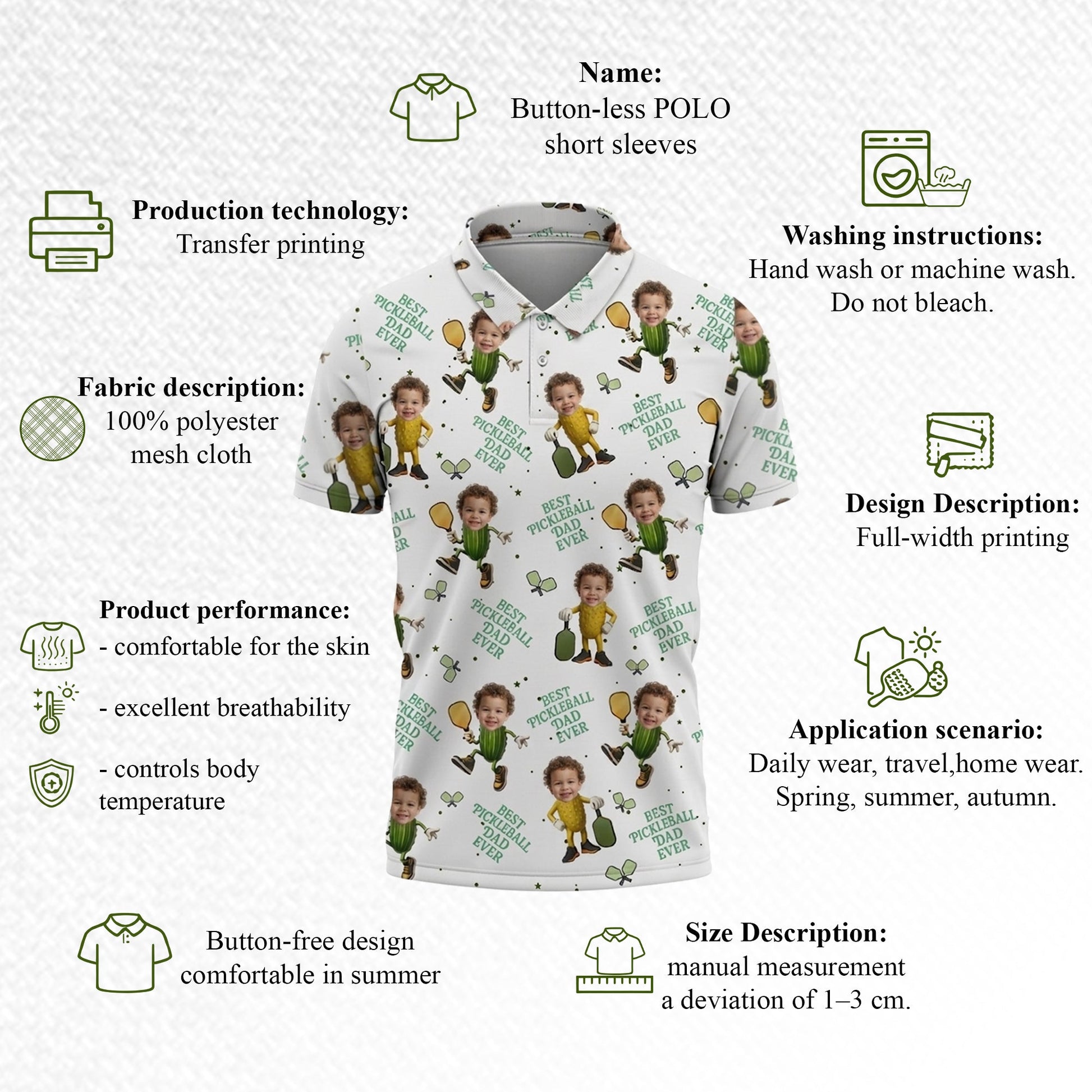 Custom Face Pickleball Dad Polo Shirt
