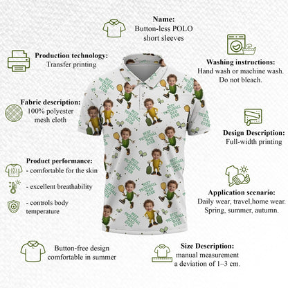 Custom Face Pickleball Dad Polo Shirt