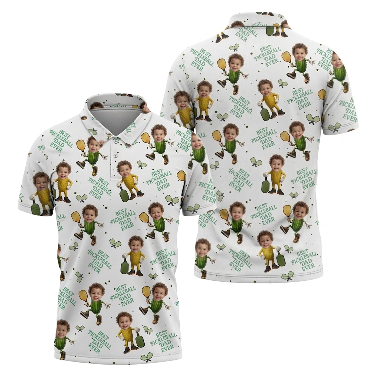 Custom Face Pickleball Dad Polo Shirt