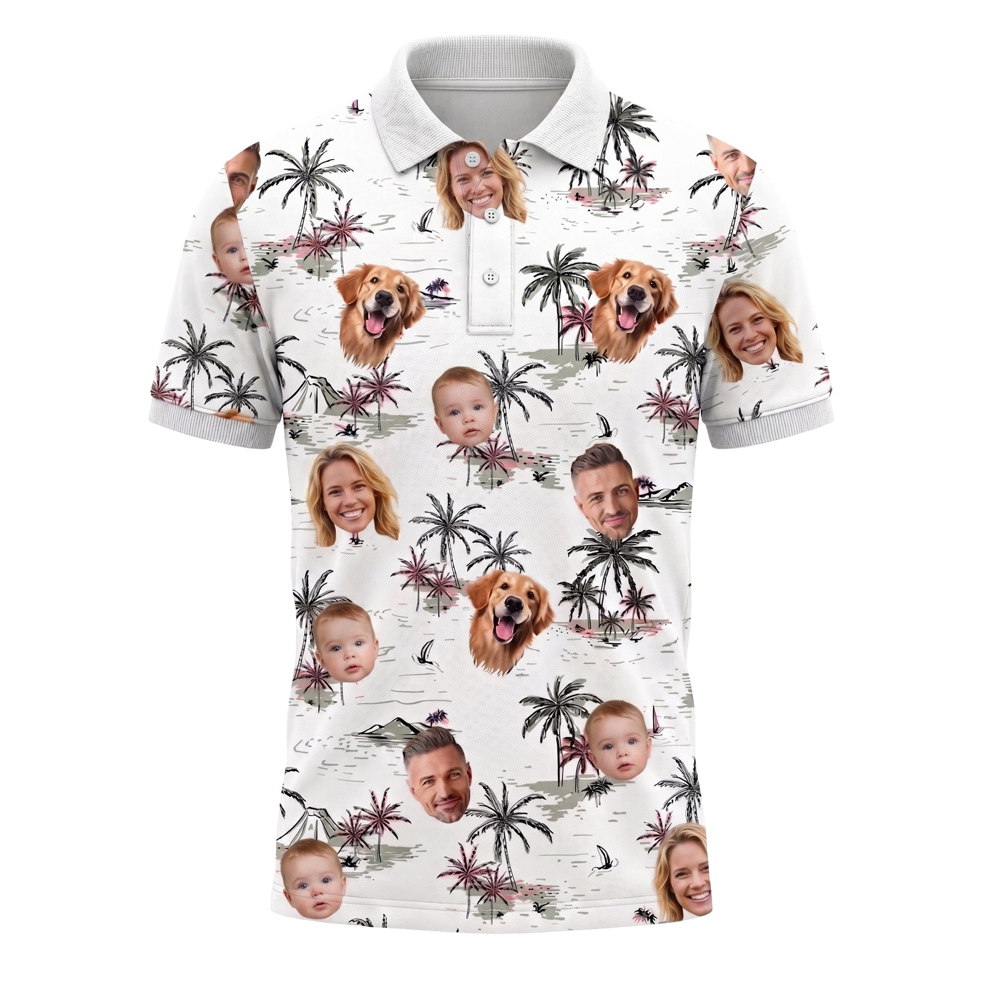 Custom Face Tropical Polo Pickleball Shirt