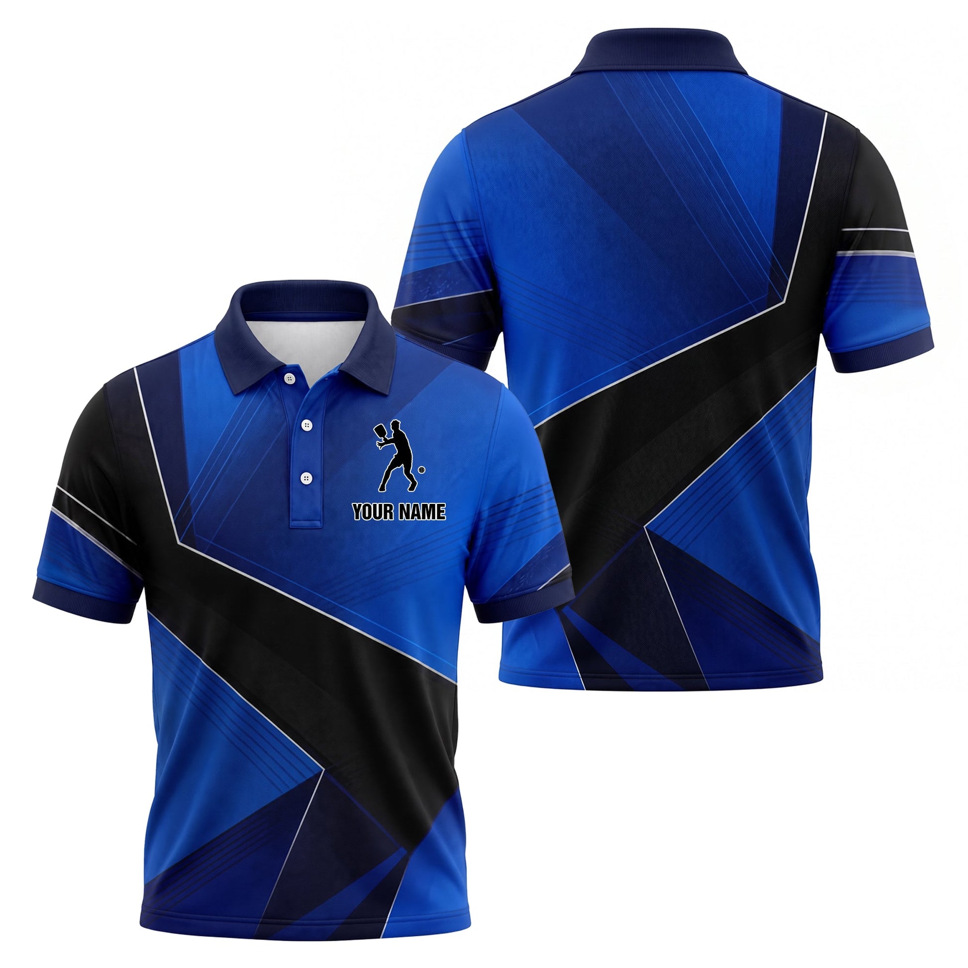 Custom Pickleball Polo Shirt Blue Athletic