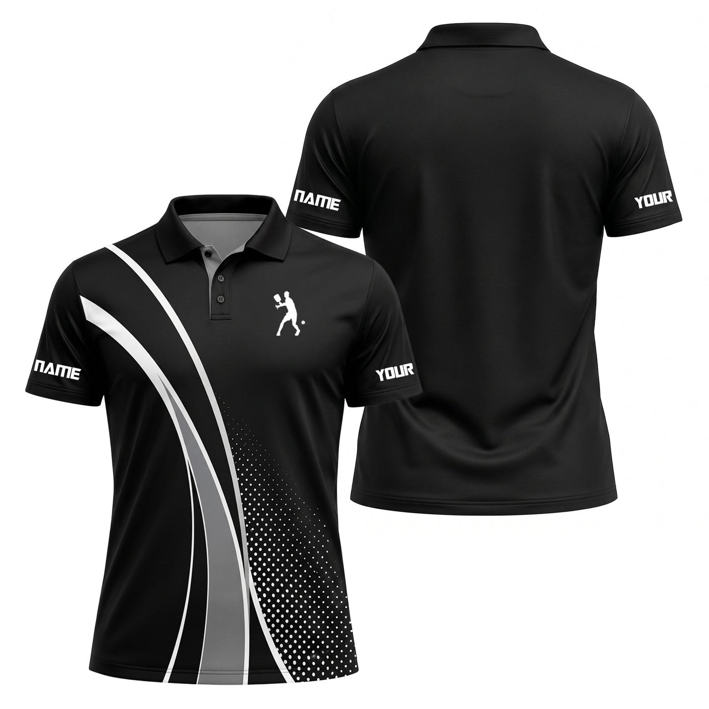 Custom Black Pickleball Polo Shirt