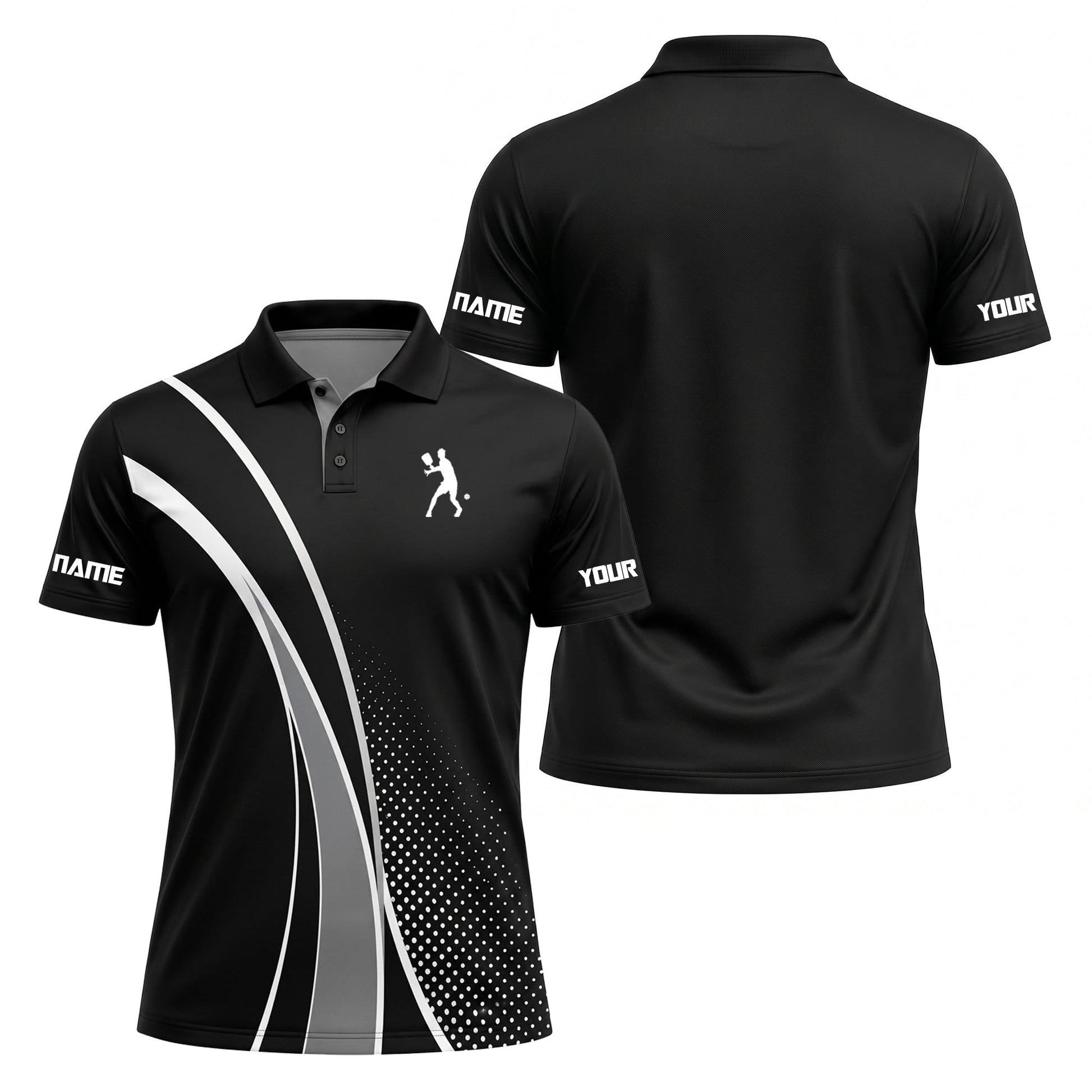 Custom Black Pickleball Polo Shirt