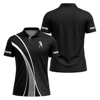 Custom Black Pickleball Polo Shirt