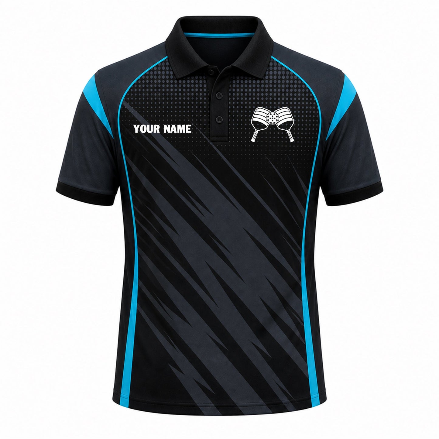 Custom Pickleball Polo Black Blue