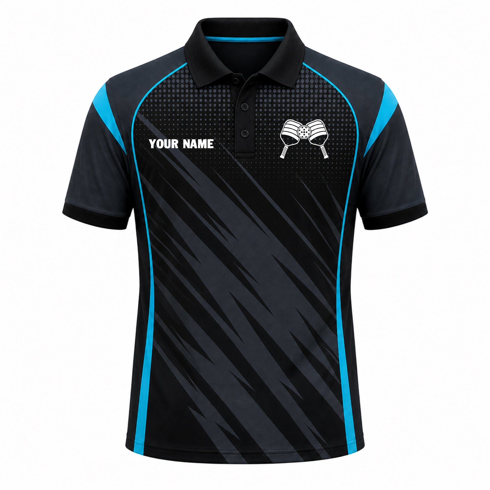 Custom Pickleball Polo Black Blue