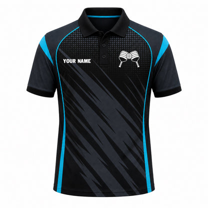 Custom Pickleball Polo Black Blue