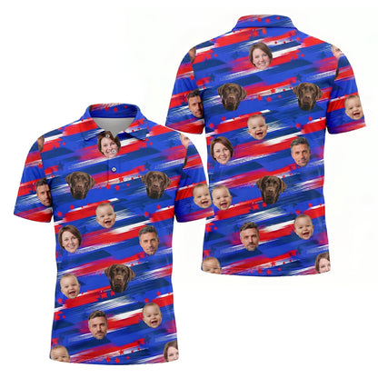 Custom American Flag Face Print Personalized Polo Shirt