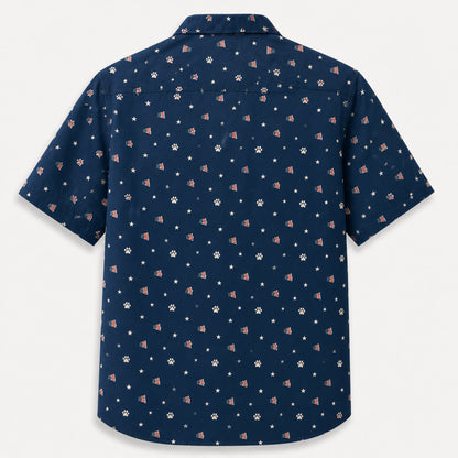 Patriotic Dog Dad Hawaiian Shirt – Custom Pet Photo - Back view