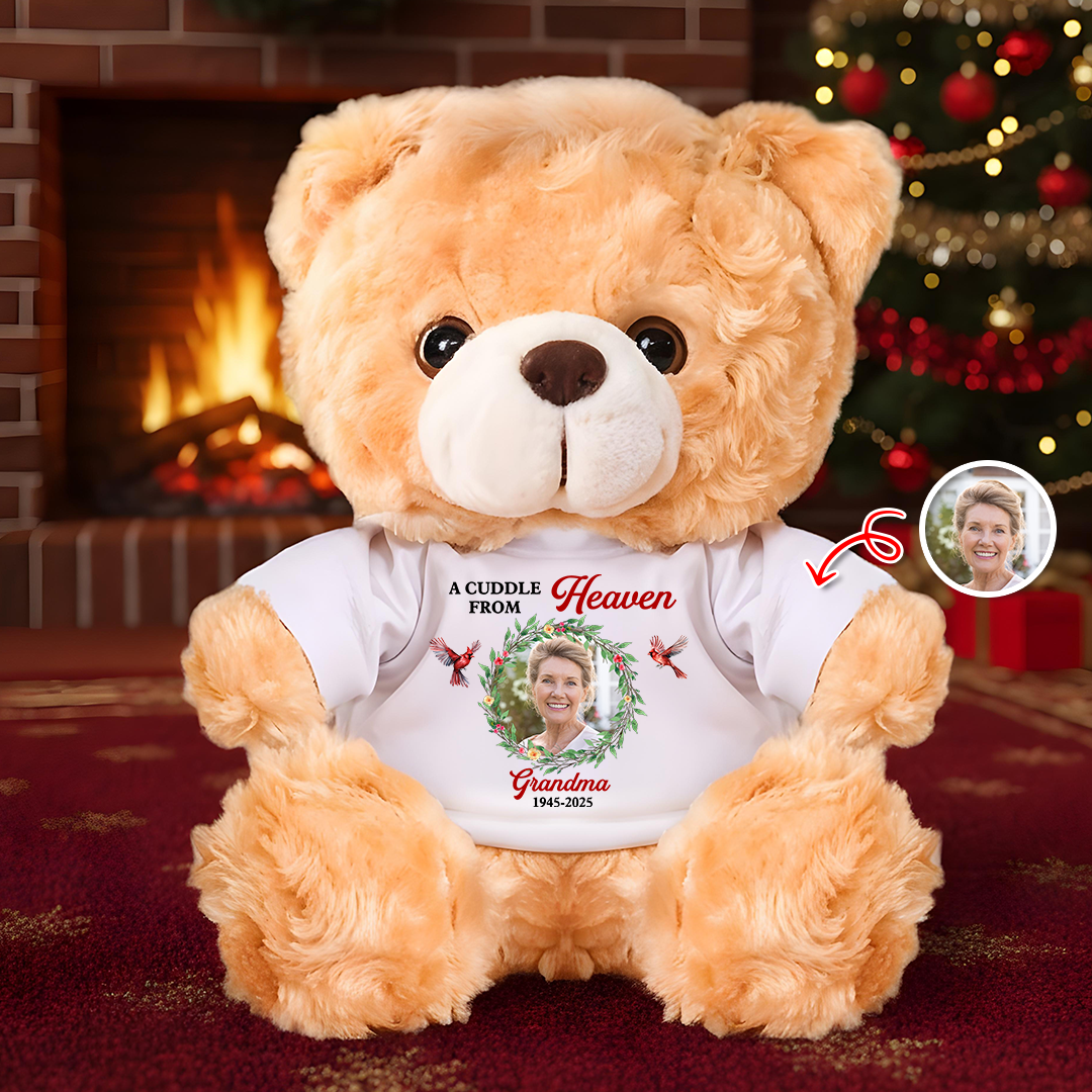 Christmas A Cuddle From Heaven - Memorial Personalized Custom Teddy Bear Plush - Sympathy Gift For Family Members e0dd98fc-9962-418d-adb0-e42bb0382eee-1.png
