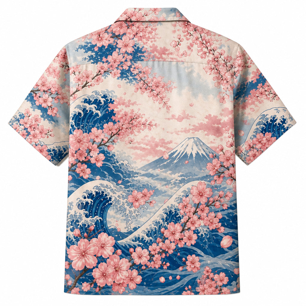 Custom Cat Face Cherry Blossom Japanese - Back view