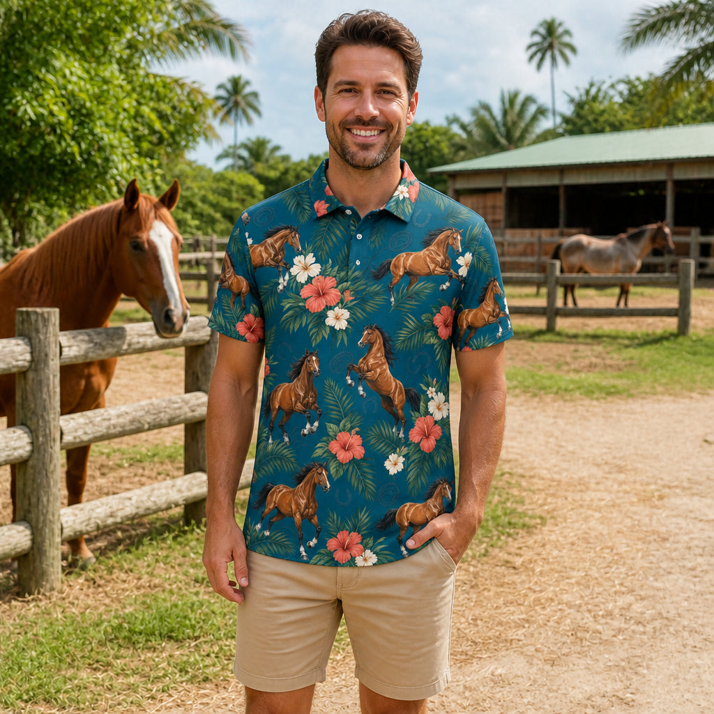 Tropical Horses AOP Polo - Polo shirt - All over printed e155e4e2-1e4a-4213-a16a-26c1e4cdbde5.jpg