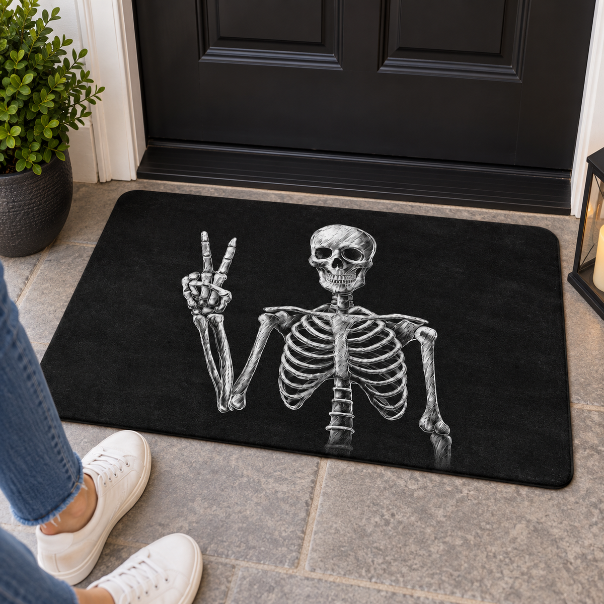 Peace Sign Skeleton Halloween Bath Mat, Spooky Gothic Black Floor Rug, Unique Gift For Family e1ba5d52-1a26-4f85-87c2-83ef441727ed-25.png