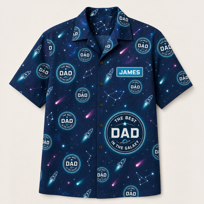 Best Dad in the Galaxy – Mission Patch Hawaiian Shirt (Personalized Name) - Hero