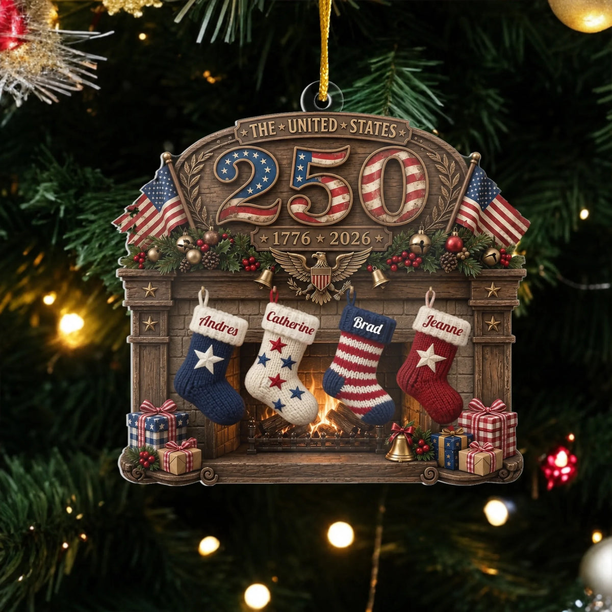 USA 250th Anniversary Fireplace & Stockings - Personalized Acrylic Ornament, Custom Family Names, Patriotic Christmas Keepsake e2e97b71-8995-4689-bca9-5c20c3883350-6a718c765386f.jfif