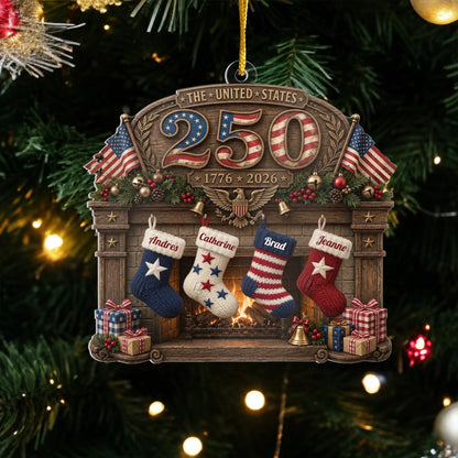 USA 250th Anniversary Fireplace & Stockings - Personalized Acrylic Ornament, Custom Family Names, Patriotic Christmas Keepsake e2e97b71-8995-4689-bca9-5c20c3883350-6a718c765386f.jfif