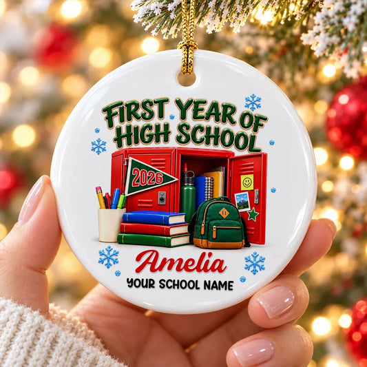 First Year Of High School - Personalized Ceramic Ornament - Christmas Gift For Boys Girls Kids Grandkids e2ef4c78-2dd9-42ec-b374-db900f10f387-zG67gz80ID__web3.jpg