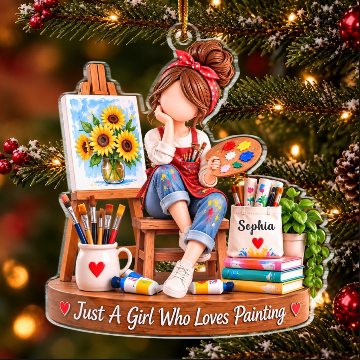 Custom Painting Girl Christmas Gifts for Artists - Personalized Acrylic Ornament - Christmas Gift For Artist, Painting Girls e34d387c-be8b-4a9d-ab74-82182e1c3959-banner-2.png