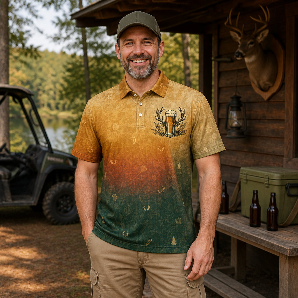 Beer & Deer Hunter All-Over Polo - Polo shirt - All over printed e3763d7f-897e-40f4-8fcc-1565156e4c6e.jpg